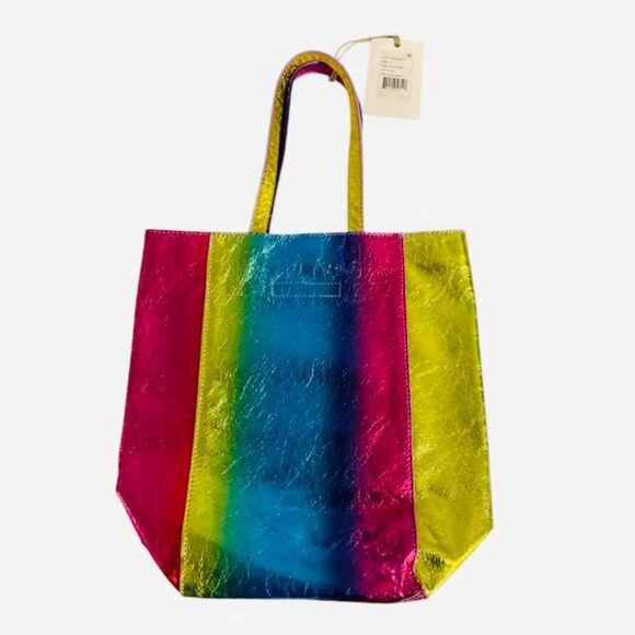 NEW HOBO Rainbow Metallic Leather Pride Tote Bag - Picture 2 of 7